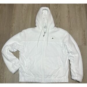New Balance White Sherpa Fleece Zip Hoodie Jacket Women's L Cozy Athleisure